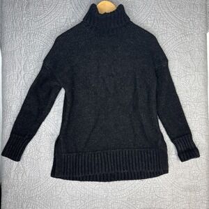 Everlane Sweater Womens Medium Turtleneck Black  Merino Wool Pima Cotton Alpaca